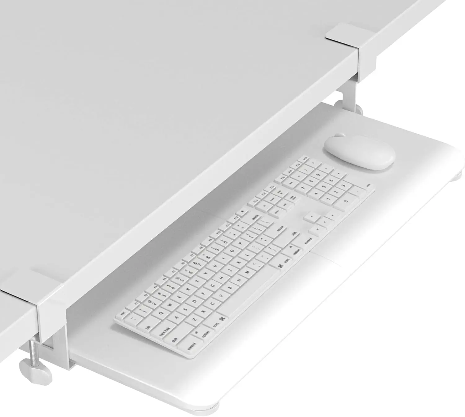 Keyboard Tray Under Desk, Pull Out Keyboard & Mouse Tray with C-clamp, 25.6 Excluding Clamps (30 Including Clamps) x 11.8 Inch