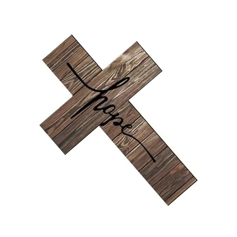 [B17B!】 Hanging Decoration-Rustic Wooden Cross Wall Decor-Faith, Love And Hope