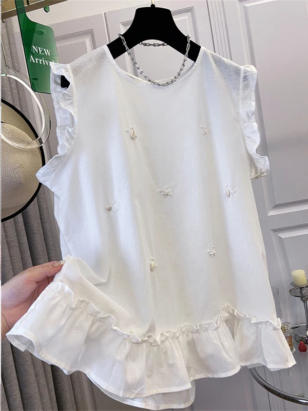 

Ele ell Decorated Svel Wooden Ruffle irt Women's plus Size Loose Top Faionable Summer Casual Floral Print