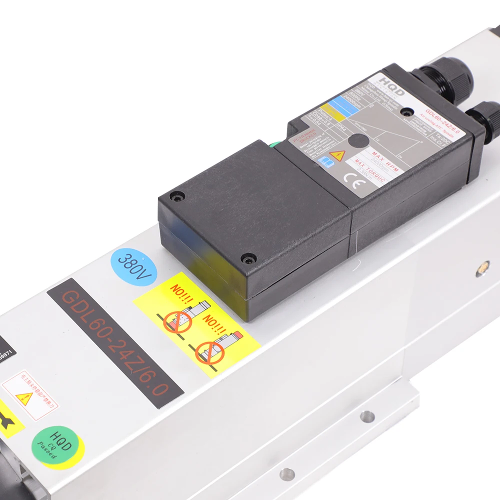 6Kw ISO30 空冷式 24000rpm ATC スピンドルモーター CNC木材切削彫刻機用 GDL60-24Z/6.0