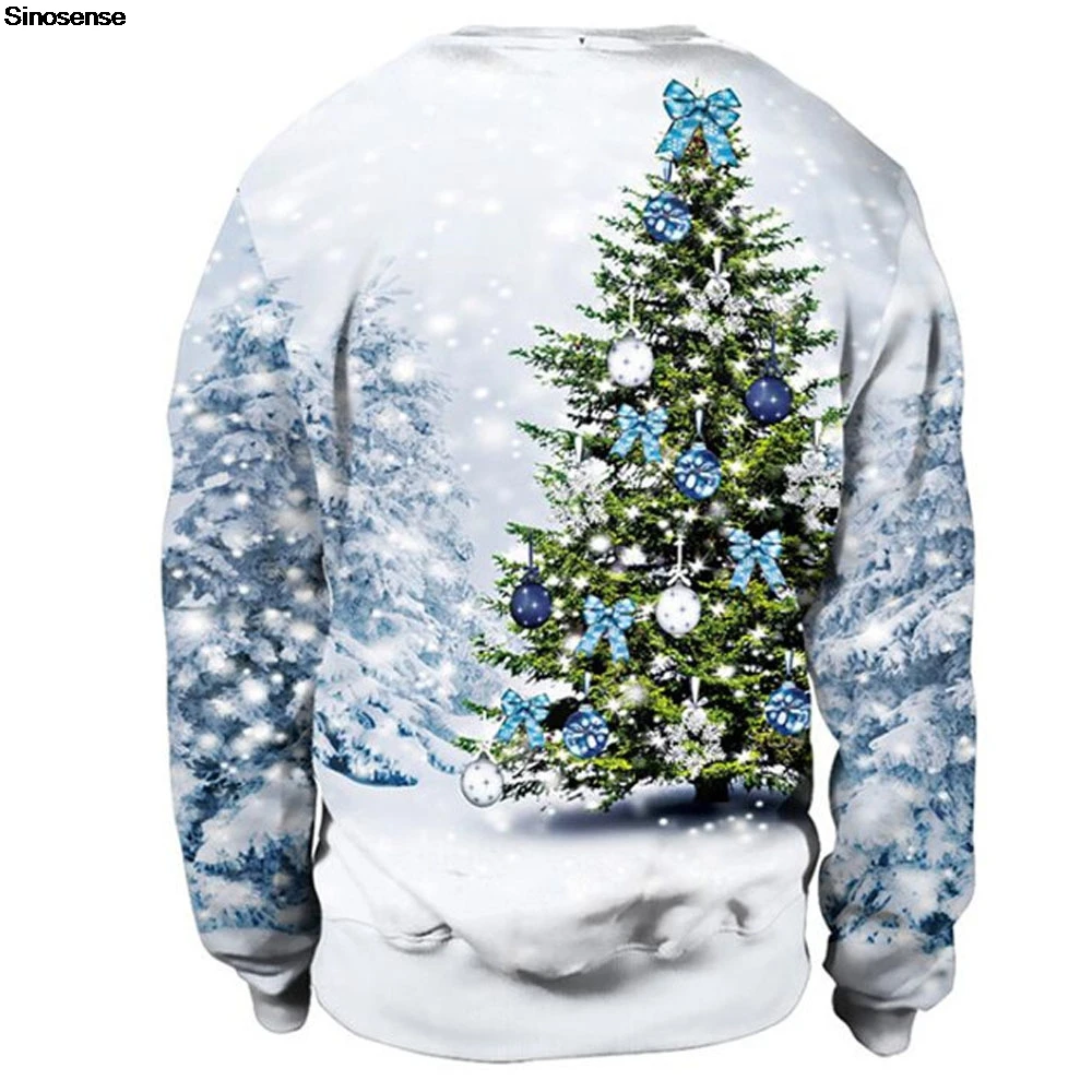 Men Women Xmas Sweatshirt 3D Christmas Cats Tree Print New Year Eve Holiday Party Jumper Tops Pullover Ugly Christmas Sweater