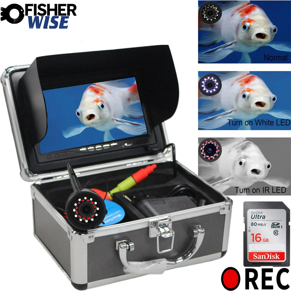 2025 new 7 inch Underwater Fish video Camera  Ice Fishing Camera Underwater 12pcs+12pcs Filling Light memory card free sen