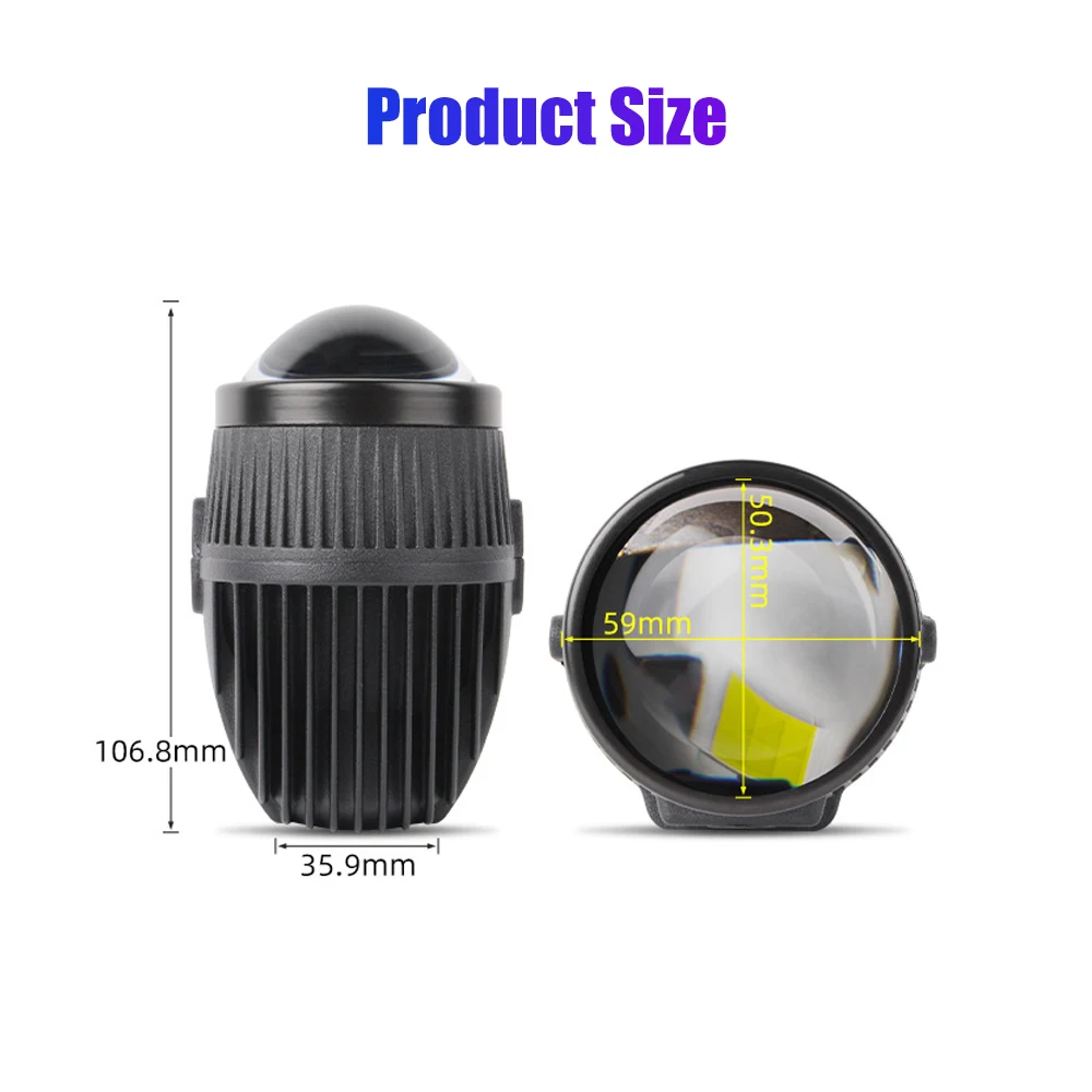 2Pcs 2.0 Inch Projector Lens Bi Led Fog Lights Headlight Fog Lamp For Toyota Kia Nissan Buick Chevrolet Mazda Mitsubishi Honda