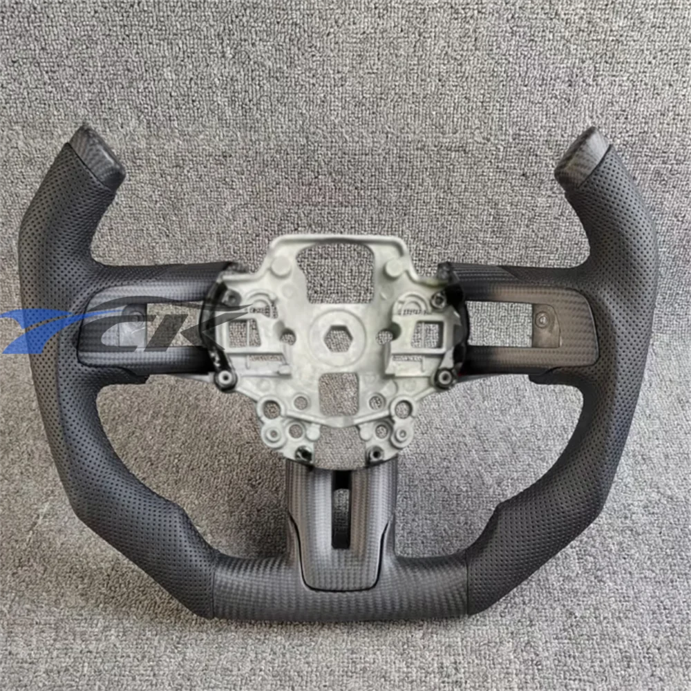 

Customized Matte Carbon Fiber Black Perforated Leather Steering Wheel for 2018 2019 2020 Ford Mustang car accessories