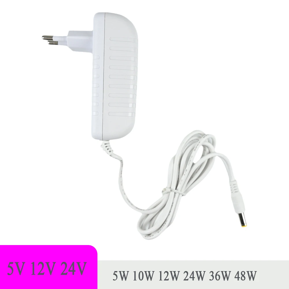 

5W 10W 12W 24W 36W 38W Power Supply 12V 5V 24V 2A 3A 1A EU Power Adapter 110V 220V to 12 Volt DC White Shell Power Adapter