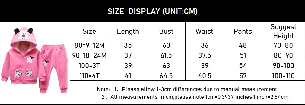 Baby Sets Girls Minnie Mickey Clothing Set Cartoon Hooded Outerwear Tops Pants 2Pcs Sport Suit Infant Kid Clothes Autumn Winter