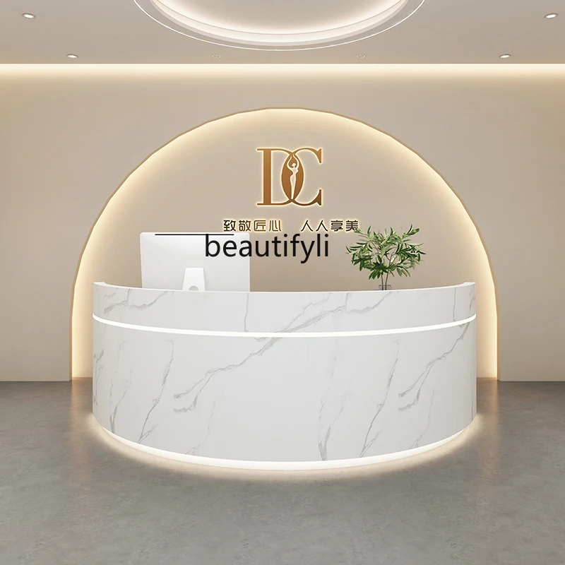 Curved beauty salon Bar Salon checkout page Company reception desk Nail salon