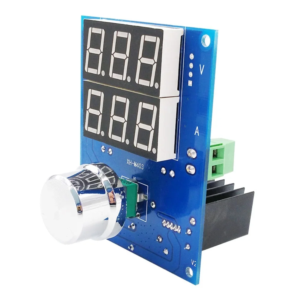 

High density double layer PCB digital voltage current regulator with real time display and cooling solution for up to 5A current