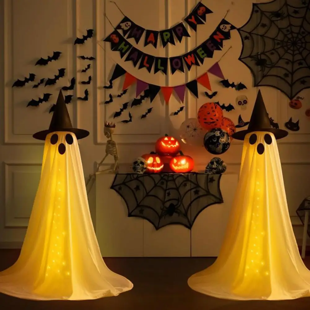 Cartoon Ghost Decoration Spooky Halloween Ghost Decorations with Remote Control for Indoor Outdoor Use Set of 2 Height for Porch