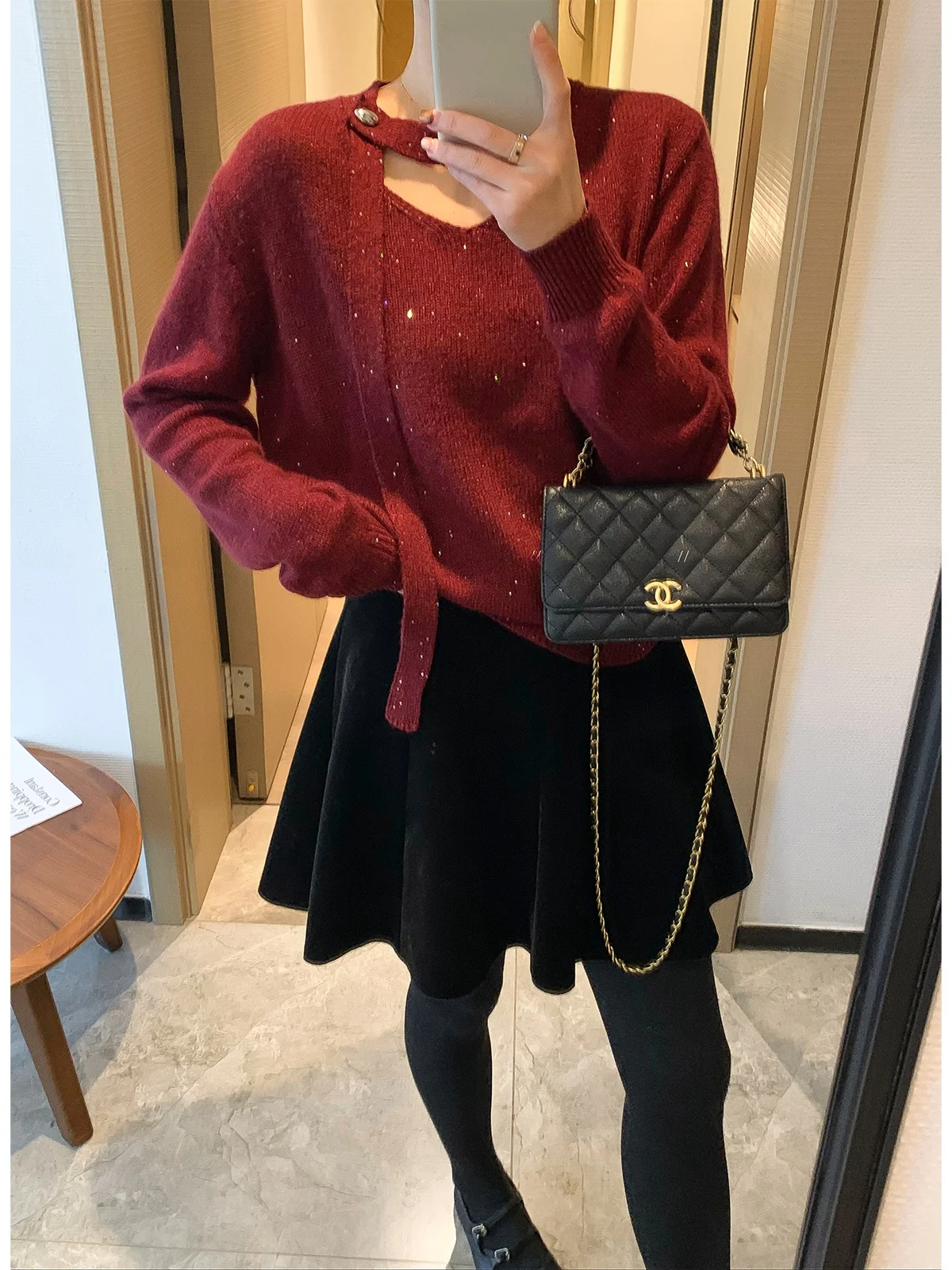 

Женский вязаный свитер с длинным рукавом, красный, модный дизайн, новинка зимы, свободный крой, корейский стиль, для повседневной носки