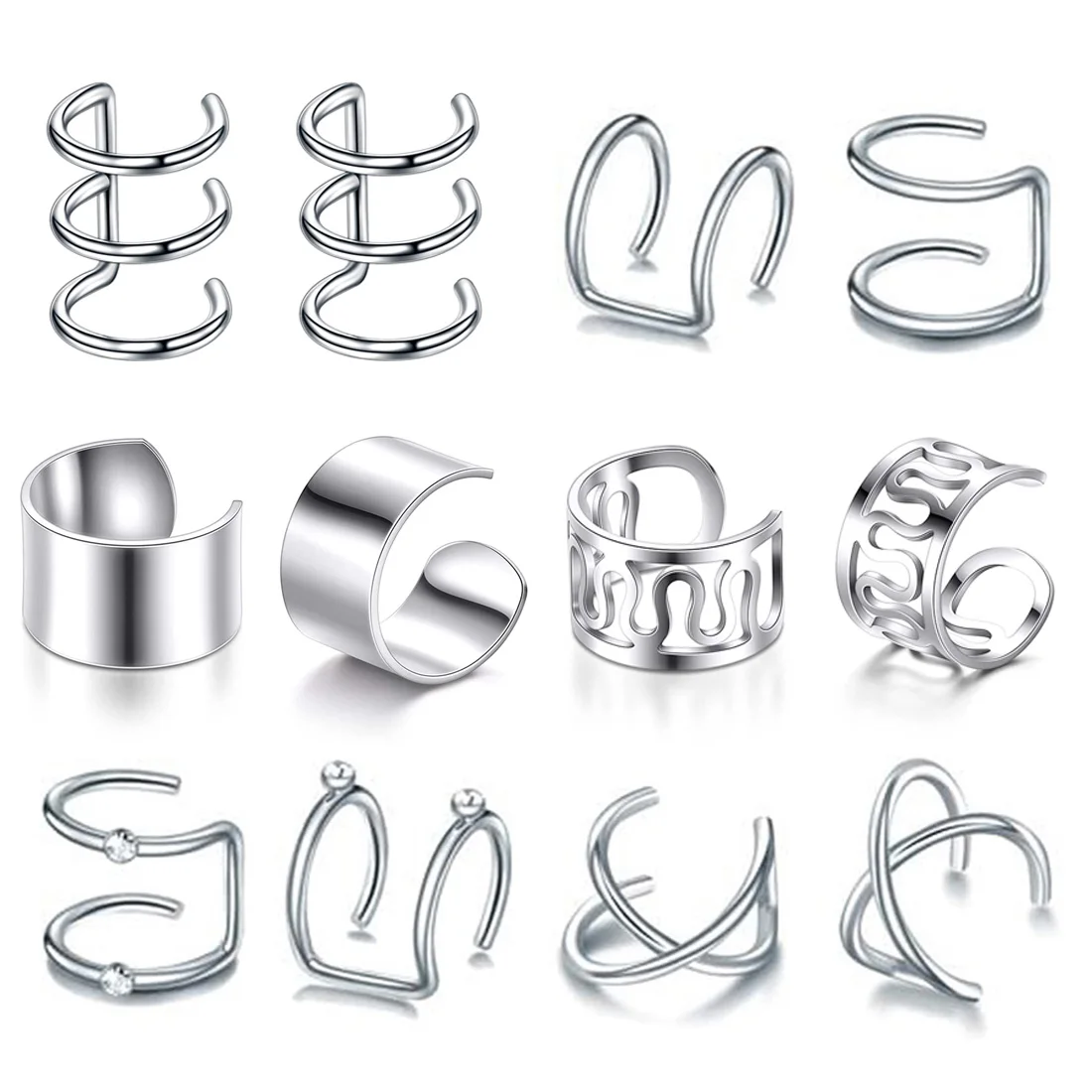 2/12pcs Fashion Stainless Steel Ear Cuff Leaf Clip Earrings for Women Climbers No Piercing Fake Cartilage Earring Accessories