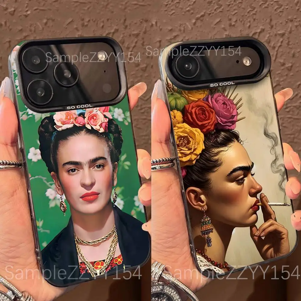 

Painting F-FridaS ART Phone Case For iPhone 17,16,15,14,13,12,X,8,Pro,Max,Plus,E,SE4,Air,Mini Black IMD Matte