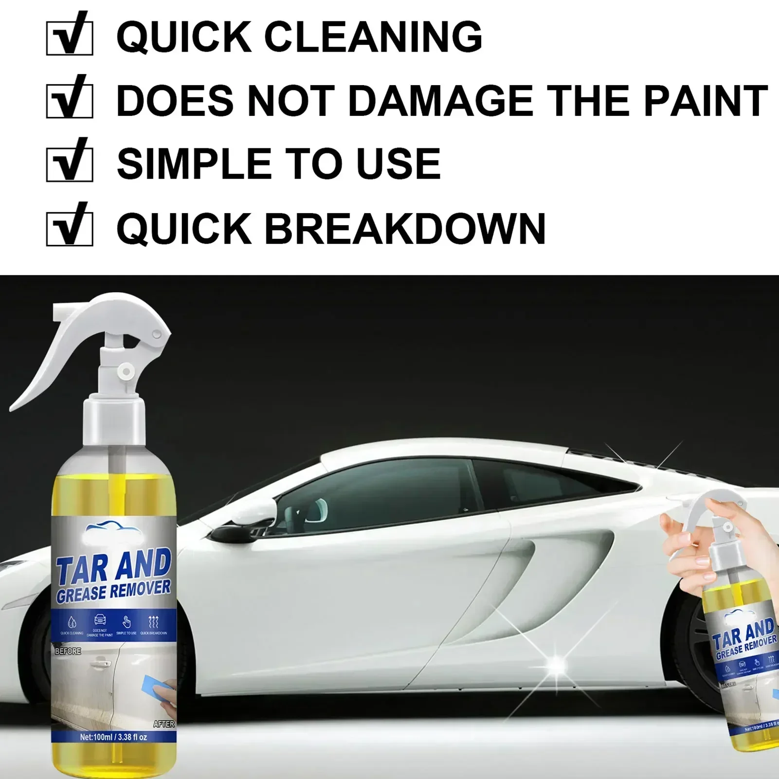 100ml Car Scratch Remover Car Glass Coating Hydrophobic Spray Auto Glass Cleaner Agent Waterproof Oil Film Degreaser Remove Oil