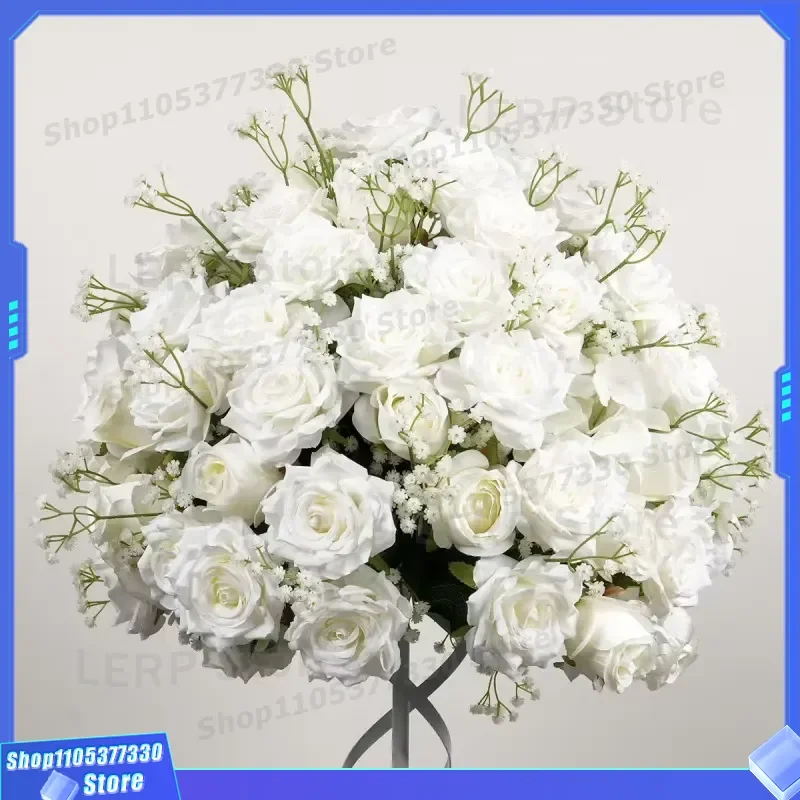 Artificial Silk Rose Ball Centerpiece for Wedding Stage Dining Table Decoration Fake Flowers Home Living Room Exhibition Hall
