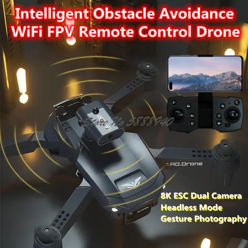 Smart Obstacle Avoidance Foldable WIFI FPV Remote Control Drone 8K ESC Dual Camera Gesture Photography Headless RC Quadcopter