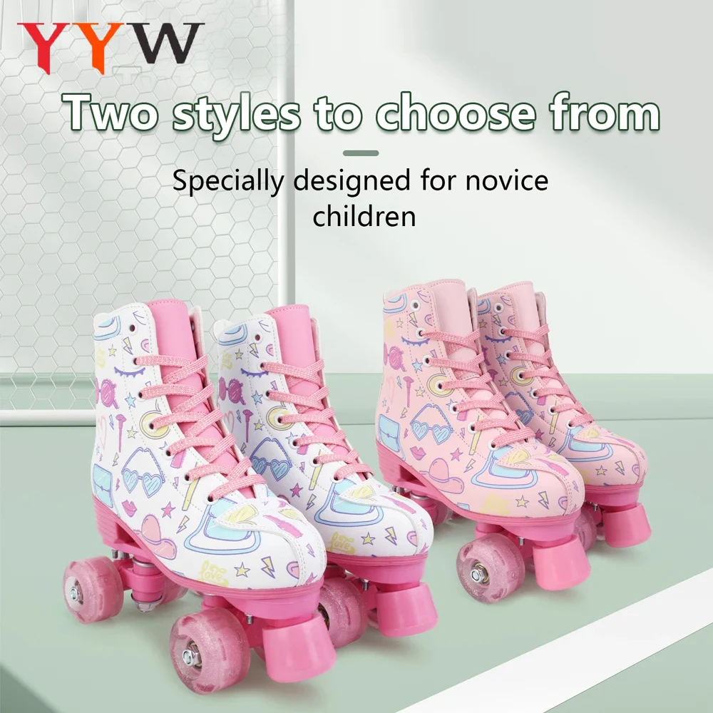 Zapatos de patinaje al aire libre, zapatillas para patines cuádruples, patines de cuero PU, zapatos de patinaje para niños y niñas, zapatos de patinaje para principiantes