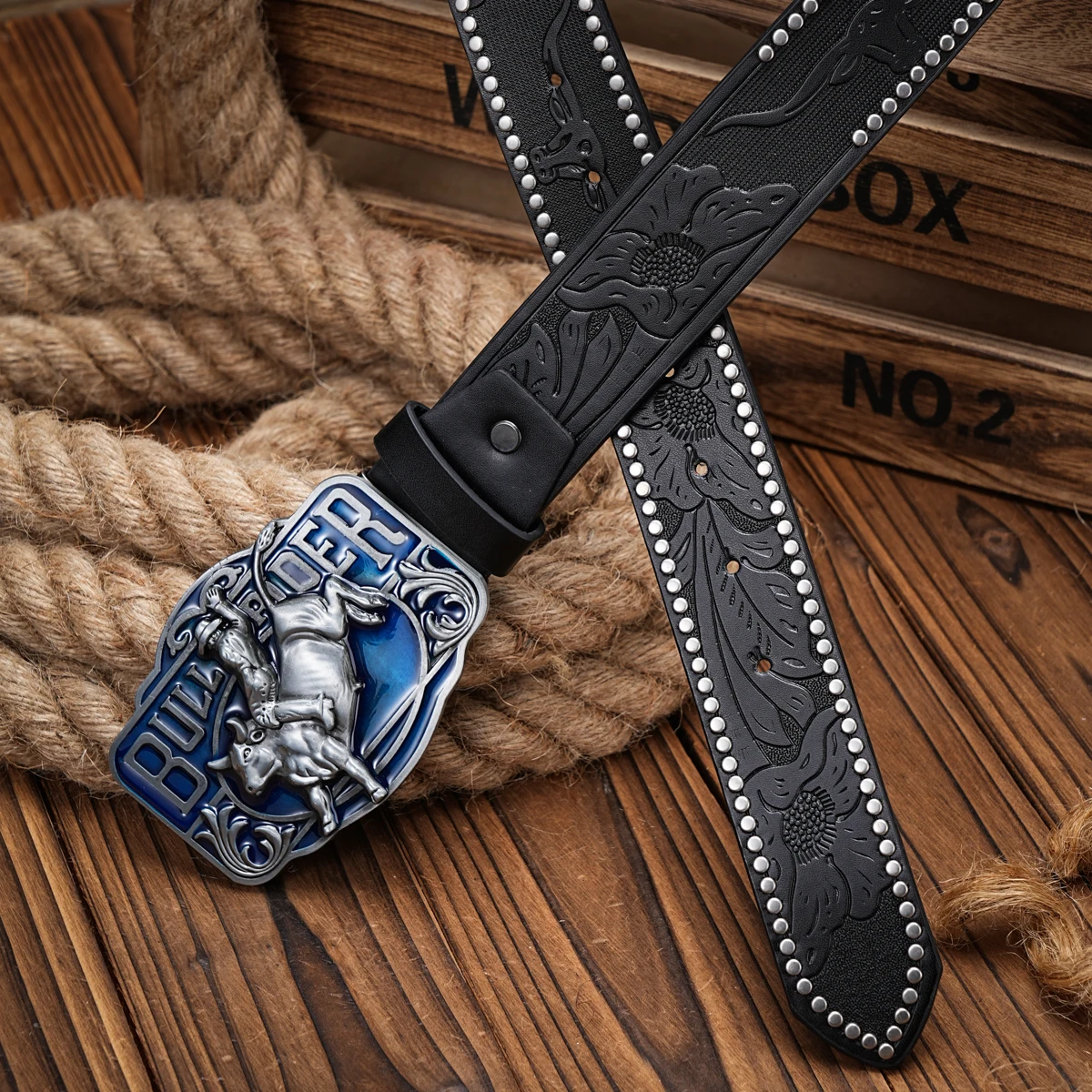 أحزمة جلدية للرجال والنساء - رعاة البقر الغربي - حزام حصان عتيق - حزام بإبزيم منقوش عليه زهور للجينز #5