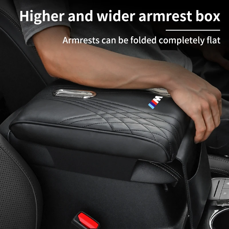 Car Armrest Cushion Mat Tissue Box Holder Center Console Cover Pad For BMW M Performance X3 X5 F20 E60 F30 F10 G30 E53 X6 X4 X7