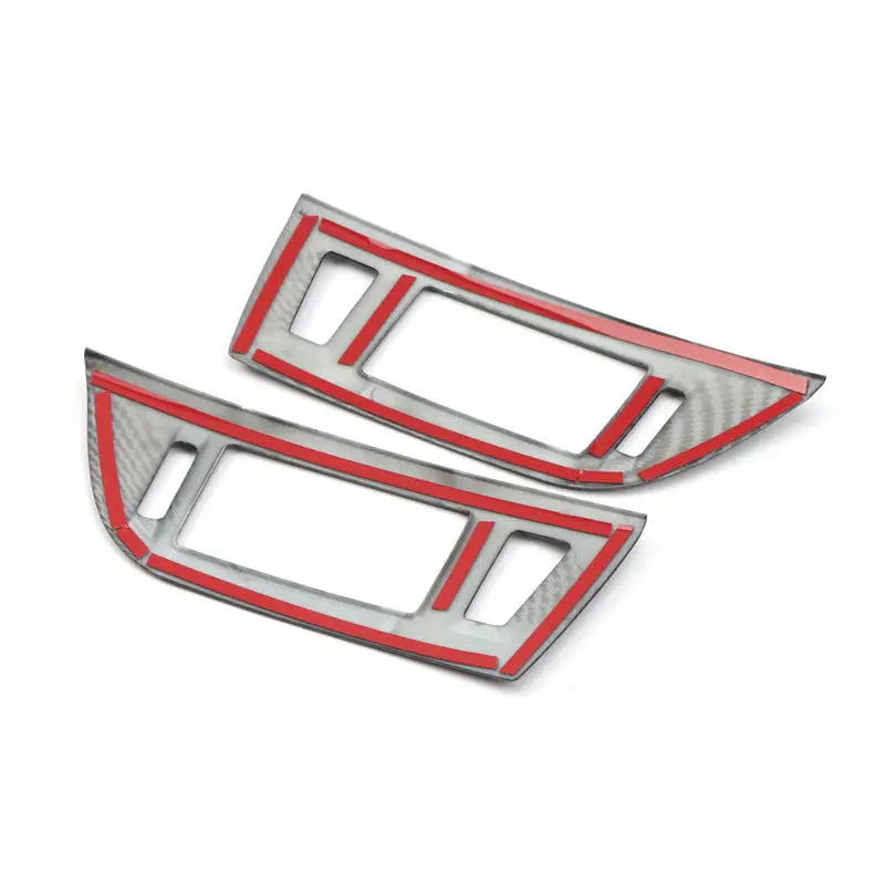 Car Carbon Fiber Texture Accessories Center Air Vent Outlet Frame Cover Interior Trim For Mitsubishi Pajero 2007-2019 2pcs ABS