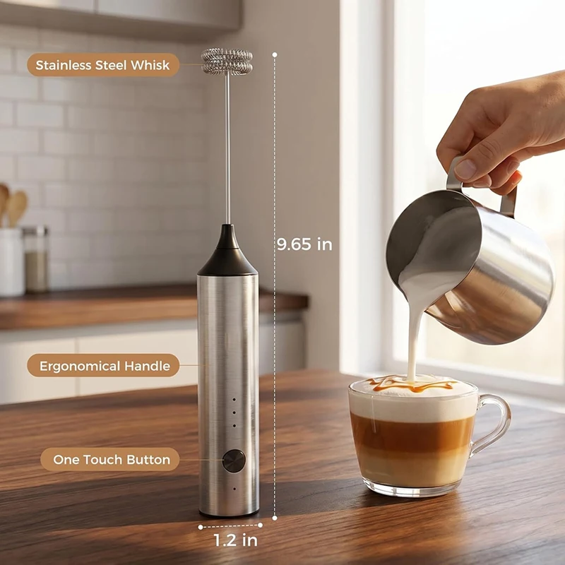 DT39 Rechargeable Handheld Milk Frother, USB-C Charging Coffee Frother, 3 Speeds Portable Drink Mixer for Lattes Matcha,
