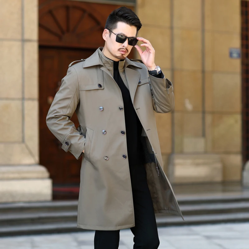 Winter High Quality New Black Warm Long Jacket Hooded Fashion Thick Men's Wool Liner Can Be Removed Coat Drop Shipping