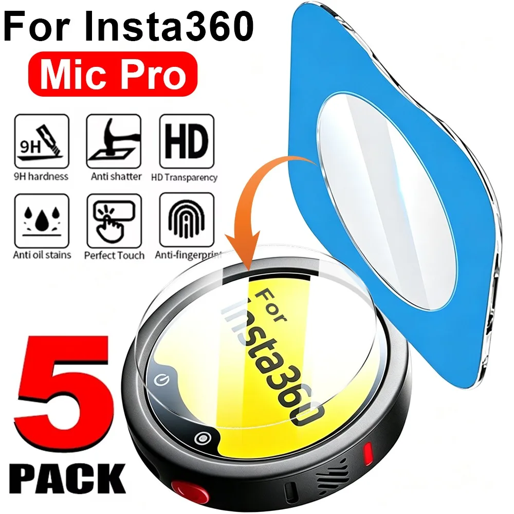 9H Hardness Tempered Glass With Tool Easy Install Kit for Insta360 Mic Pro HD Clear Anti-Scratch Screen Protectors Cover Film