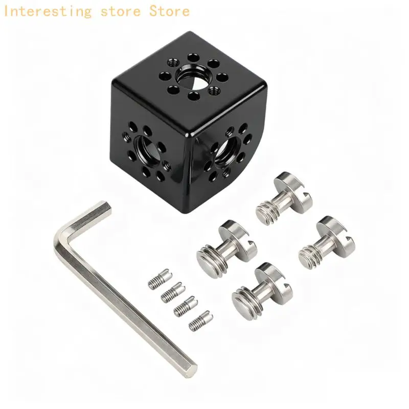 Aluminium-Kameramontageadapter mit schwarz eloxierter Oberfläche, 90-Grad-Verlängerung, 3/8"-1/4"-Schnittstellen, einfache – Detail 7