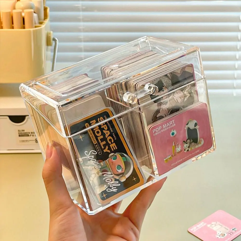 Desktop Organizer Lomo Cards Storage Box Large Capacity Transparent Idol Cards Protector Cards Collection Acrylic Card Organizer