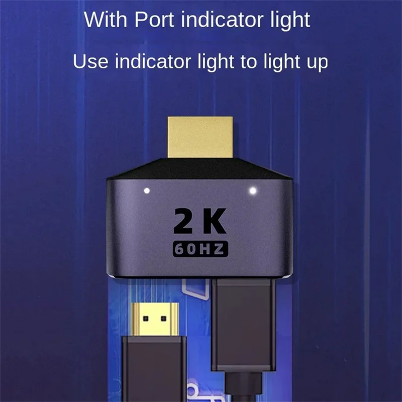 HDMI compatível com adaptador compatível com DualHDMI, HD 2K, Dual Output Splitter, adaptador de monitor, 1 a 2 macho para 2 fêmea