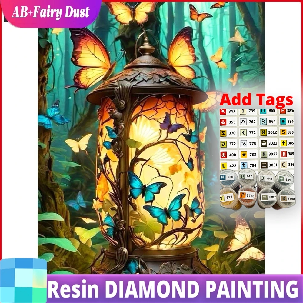 

AB Fairy Dust Resin Diamond Painting Butterfly Lamp Diamond Mosaic Animal Landsacape Complete Kit Handmade Gift