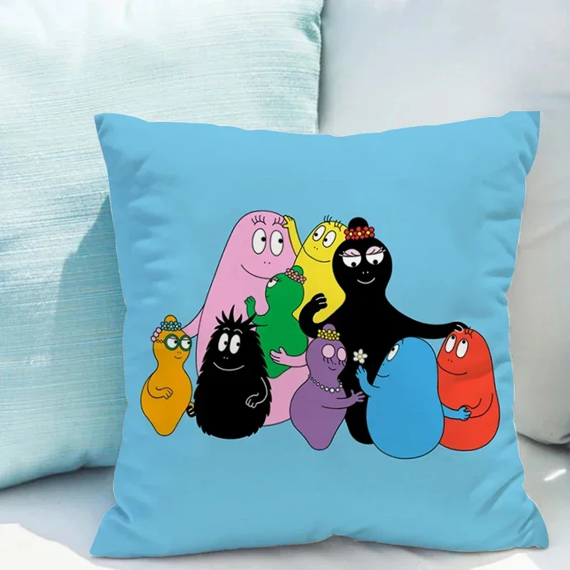 Les Barbapapa Pillowcases Cushion Cover 40x40cm Double-sided Printing  for Sofa Cushions Covers Short Plush Couch Pillows Pillow