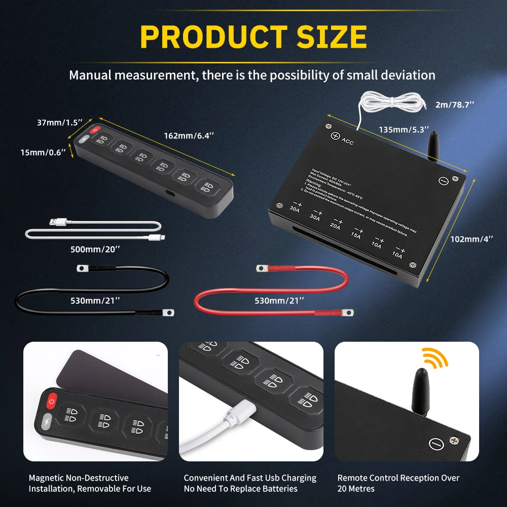 UNI-SHINE 4/6 Control Panel Wireless Touch Control Multi-Function Electronic Relay RGB Click Flashing For Car 4x4 Boat 12V 24V