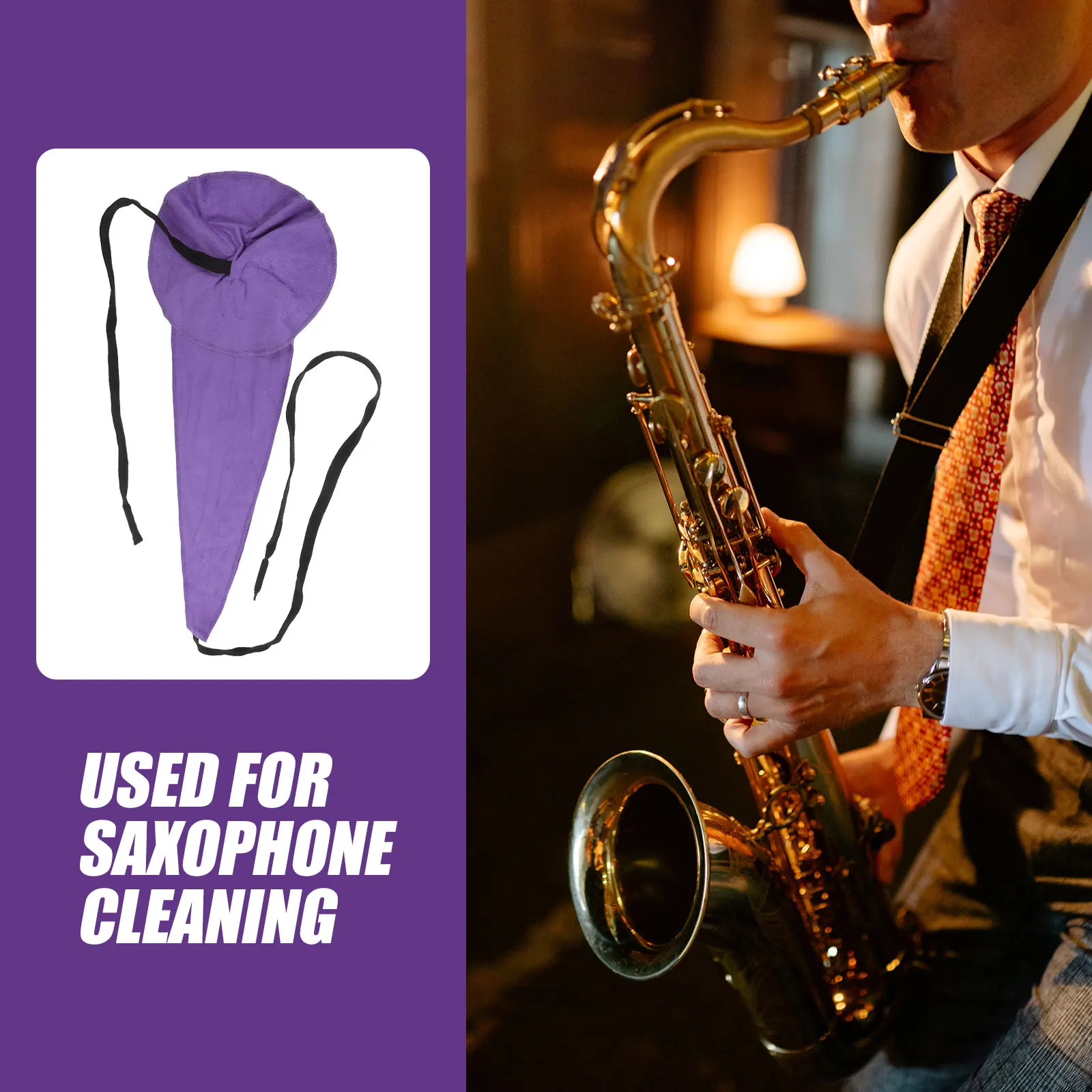 

2Pcs Saxophone Cleaning Cloth Durable Soft Stylish Purple for Clarinet Flute Music Instrument Cleaning Care Flute Clean Cloth