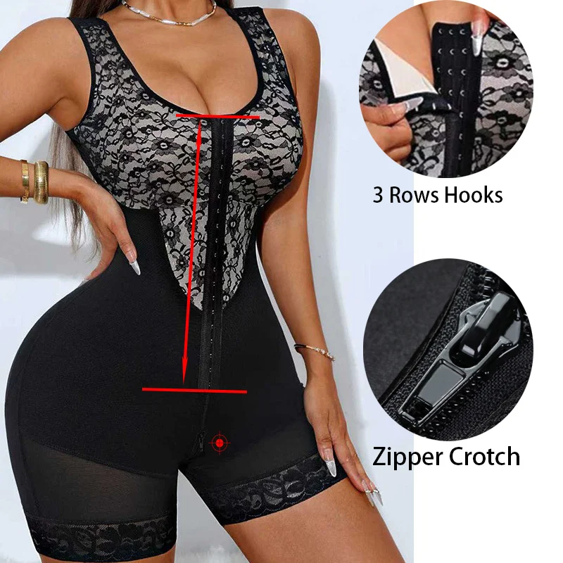 GUUDIA Overbust Compression Garment Belly Control Zipper Crotch Boyshort Fajas Shapewear Postpartum Full Body Shaping Girdles