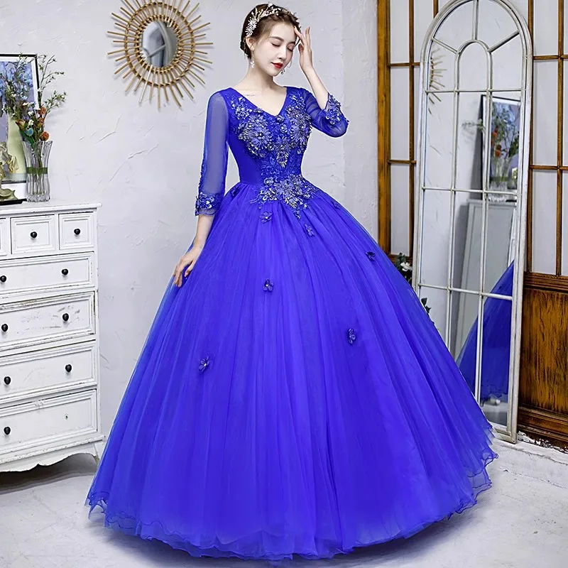 Customized Ball Gown Quinceanera Dresses Appliques Tulle V Neck Prom Birthday Party Gowns Formal Vestido De 15 Anos Sweet 16