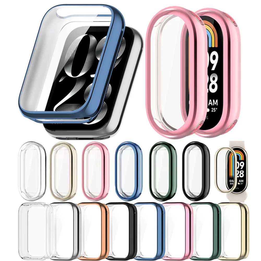 เคส behua สำหรับ Xiaomi band 8 TPU อุปกรณ์ป้องกันเต็มรูปแบบพร้อมเคสป้องกันหน้าจอสำหรับ Xiaomi band 8 Pro