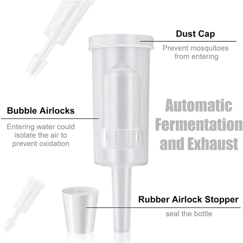 

25 Pack Exhaust Seal Valve With Rubber Airlock Stopper Twin Airlock For Wine Making, Beer Brewing Glass Carboy Fermenter