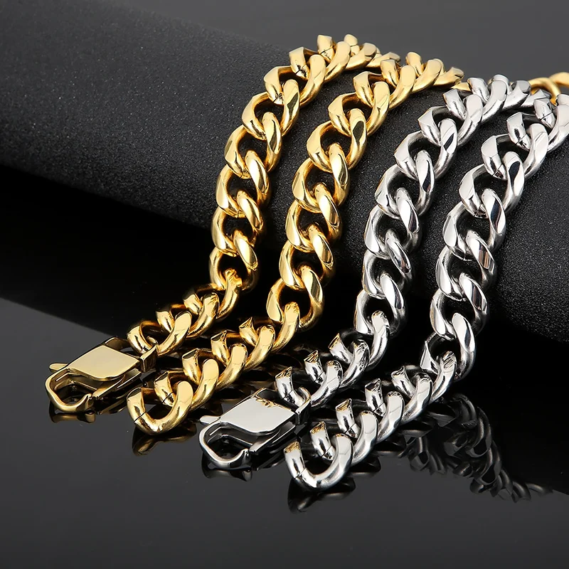 

15mm 24'' Large Heavy Stainless Steel Mens Necklace Smooth Link Chain Curb Jewelry Hip-Hop