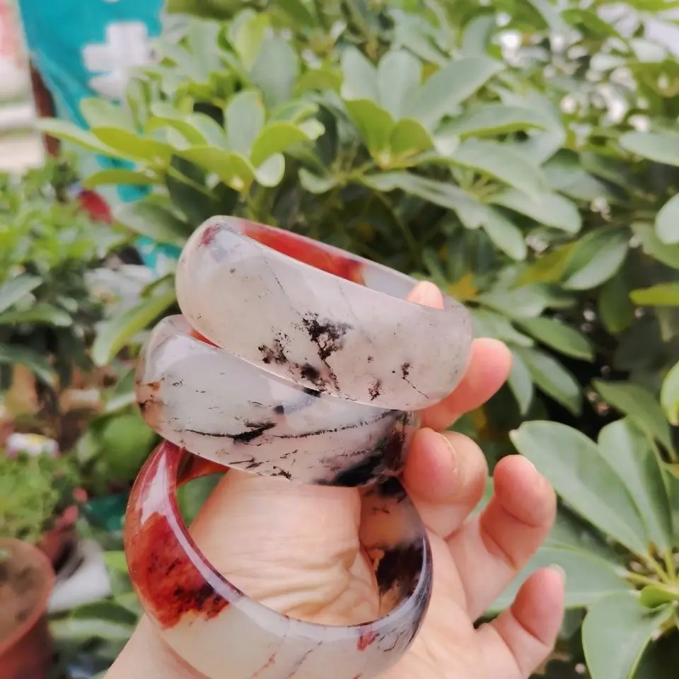 Widening Jade Bangles Natural Chicken Blood Self-generating Copywriting Bracelet Decoration Handcrafts Fine Jewelry Gifts