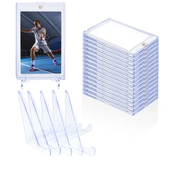 35pt One-Touch Resealable for Cards Bricks Holder Sleeves Cards Protect Box Magnetic Card Holder with Clear Acrylic Card Stands