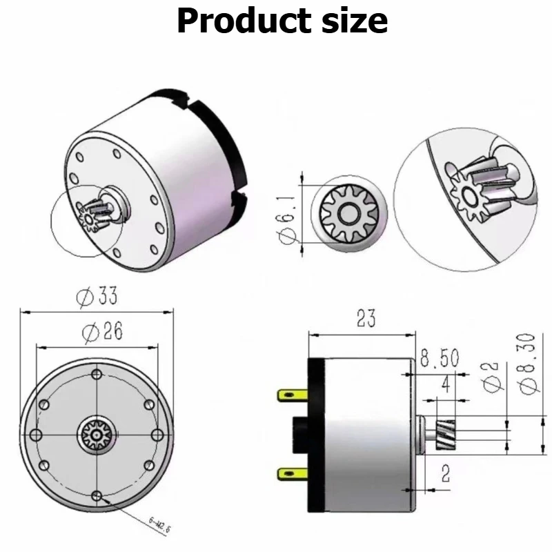 R-520 Miniature DC Motor with Gears, Capable of Reversing Rotation, Low-noise Motor