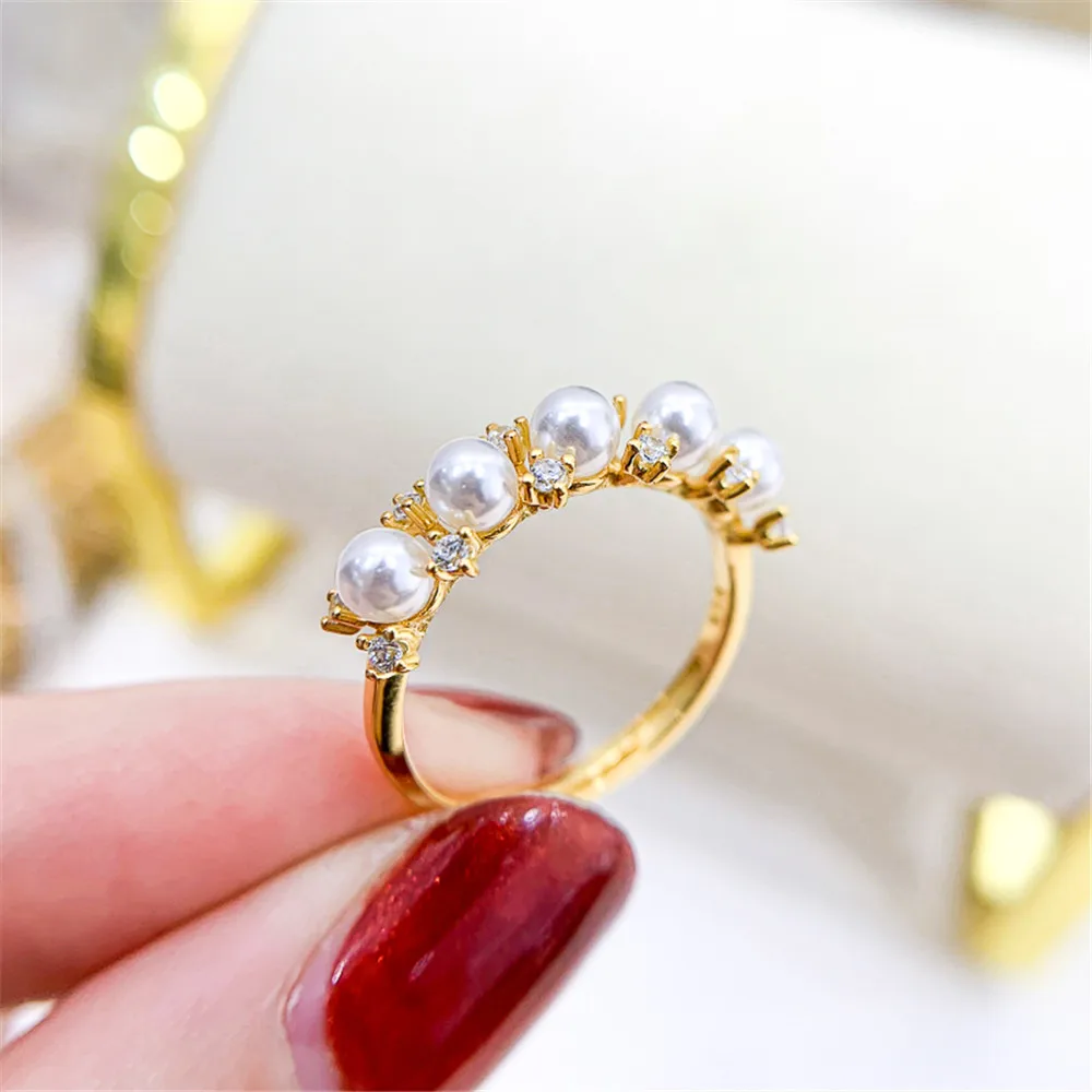 Solid S925 Sterling Silver Pearl Ring Setting For Women DIY Handmade Adjustable Ring Material Fine Jewelry Accessories SJ011