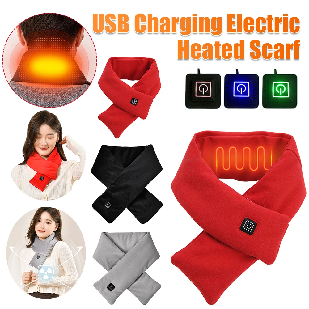

Electric Heated Scarf USB Charging Heated Neck Scarf Cold-Proof Thermal Neck Wrap Warmer Washable for Outdoor Camping Hiking