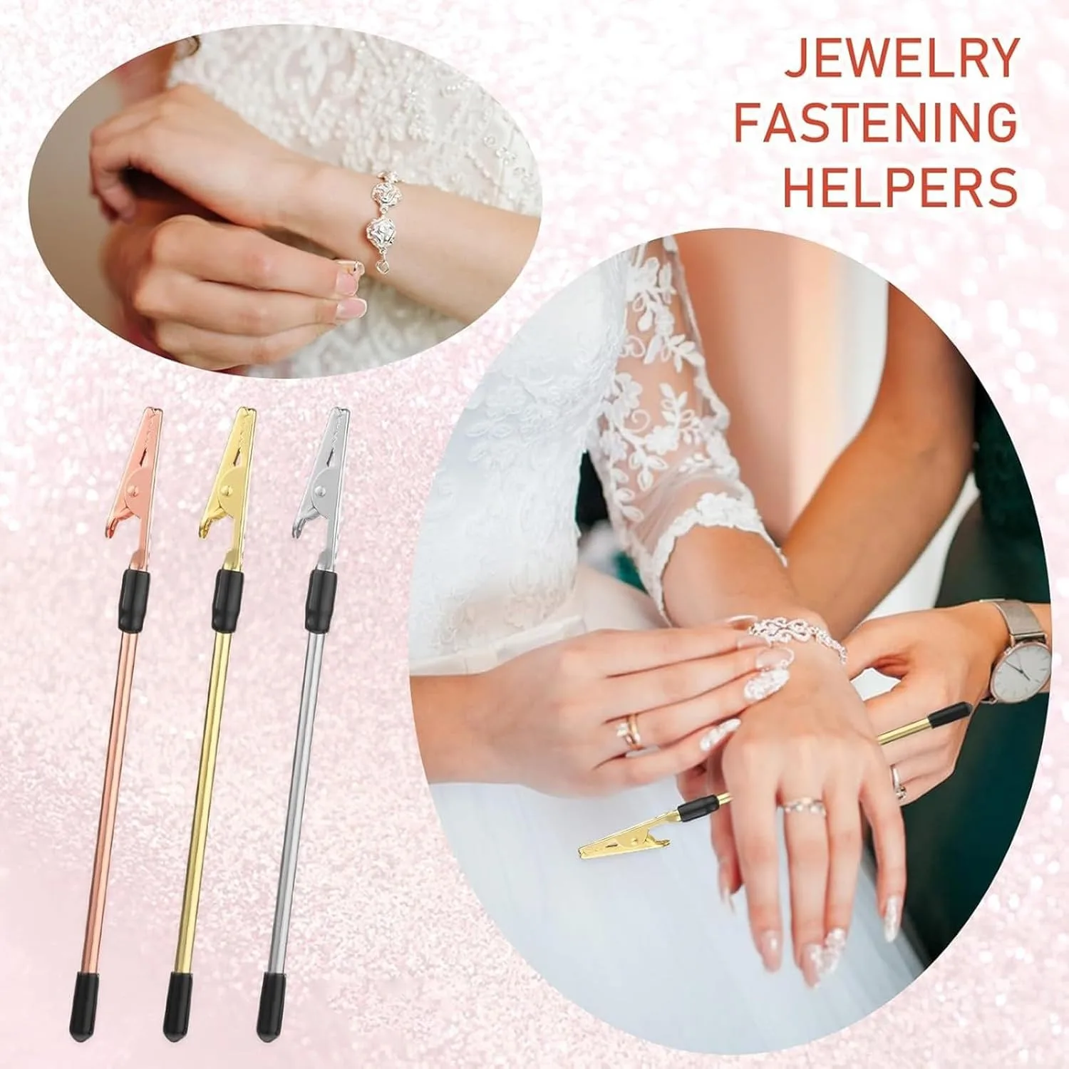 

Bracelet Helper Tool for Self-Wearing Fastening Assistant Easy to Use Versatile for Various Bracelets. Bracelet Assist Wear Clip Jewelry Assistant Fastens and Hooks Device Jewelry Bracelet Necklace Watch Buckle Zipper,Pink 1 PC