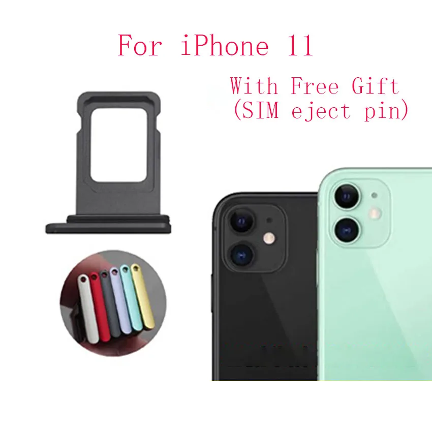 SIM Card Tray For iPhone 11 Reader Connector Socket Holder Slot With Sealing Waterproof Ring Eject Pin Replacement Parts