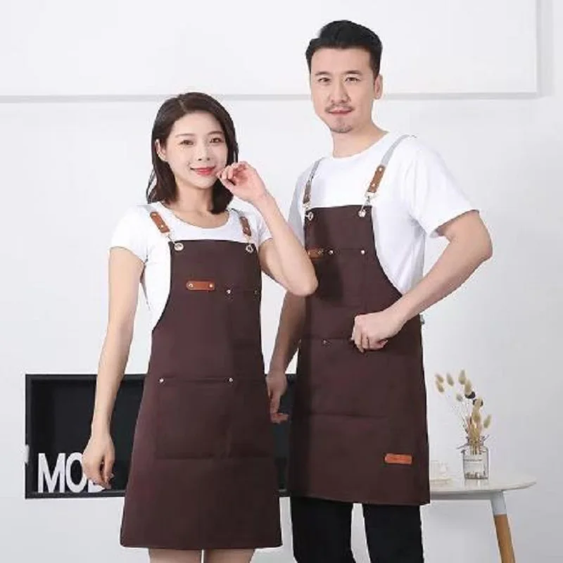 Waterproof Stain-proof Canvas Apron Coffee Shop Kitchen Restaurant Baking Work Wear Clothing Security Protection Safety Supplies