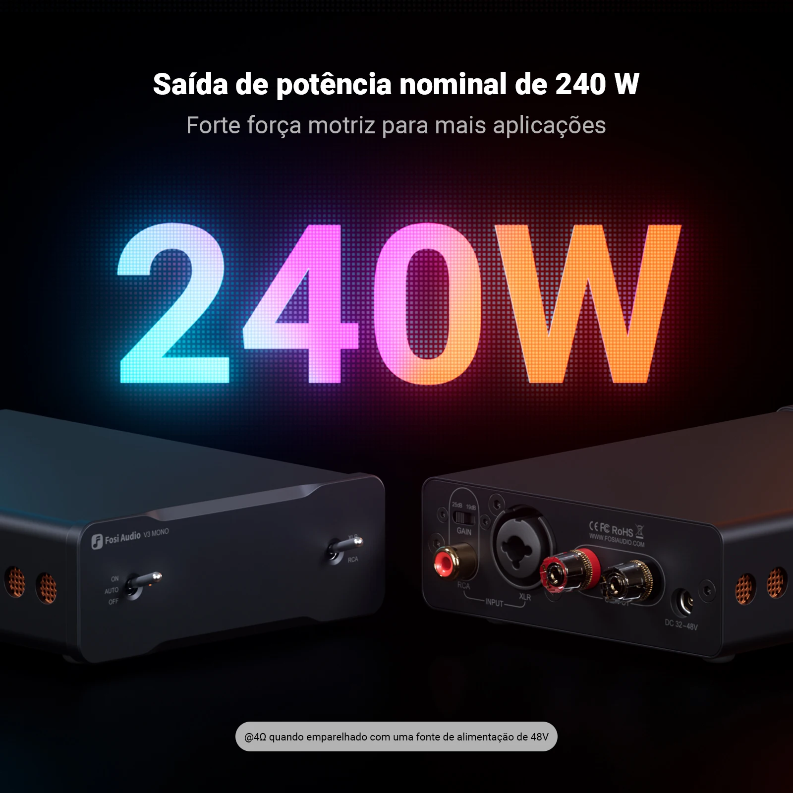 Fosi Audio V3 Mono Amplificatore di potenza stereo 2/2.1/3/4/5 canali TPA3255 Mini Amp 240W Amplificatore professionale Amplificatore stereo domestico