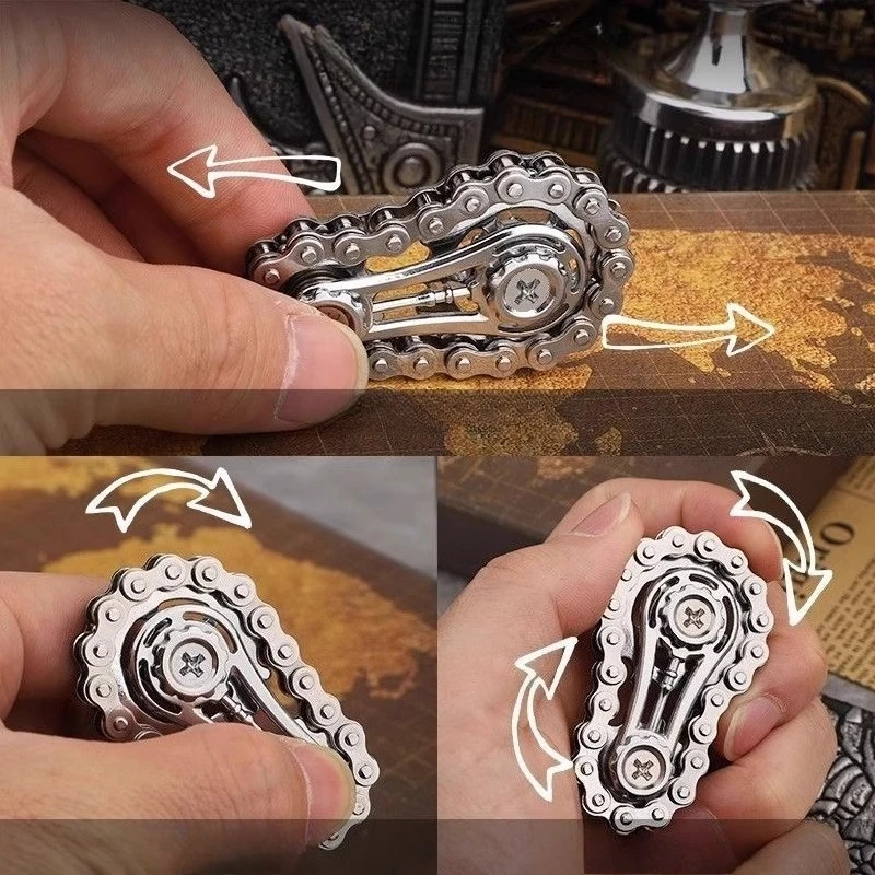 Chaînes engrenage Fidget Spinner Gyroscope pignon du bout des doigts main Spinner chaîne engrenage métal toupie roue engrenage chaîne Gyroscope