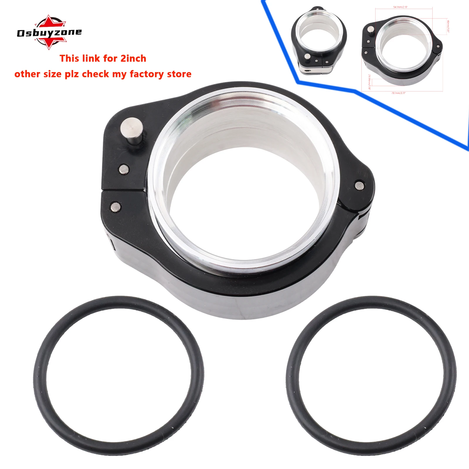 

2in O.D. Бесконтактный зажим 2.0, анодированный черный быстроразъемный трубопровод 32533, впускной трубопровод с вырезом, быстрозапирающийся