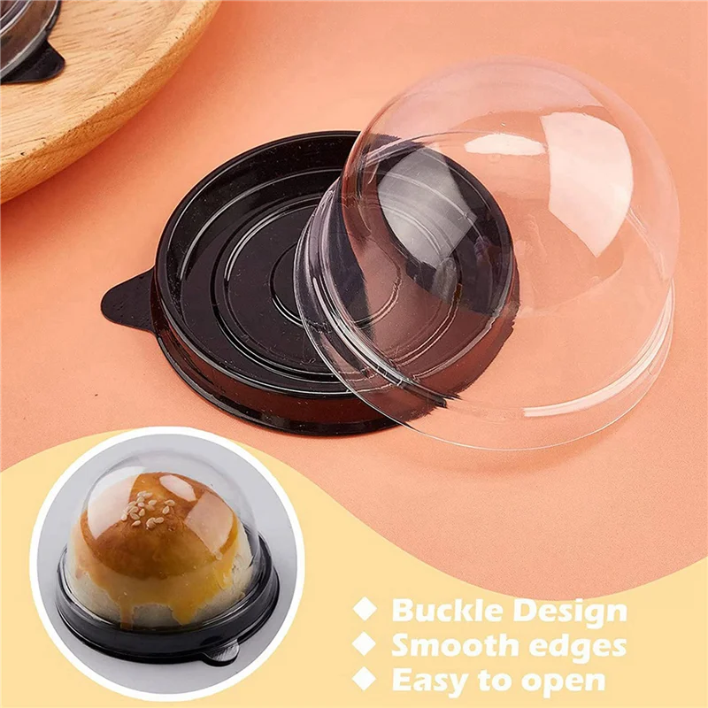 Förderung! 250 Stück Mini-Cupcake-Behälter, durchsichtige Kunststoff-Kuchenbox mit Kuppeldeckeln für Muffin, Mondkuchen, Dessert, Käse, Gebäck